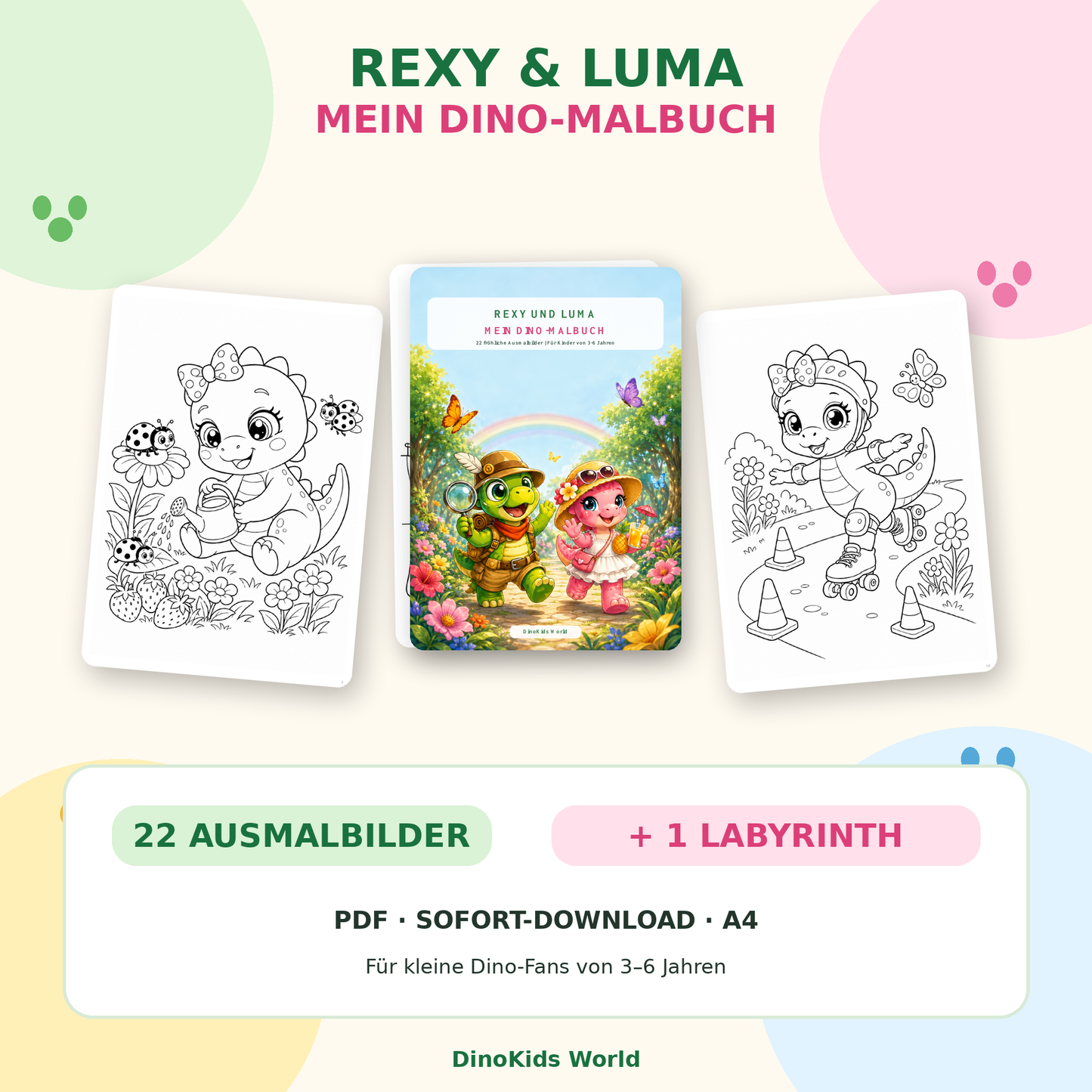 Rexy und Luma – Mein Dino-Malbuch als PDF