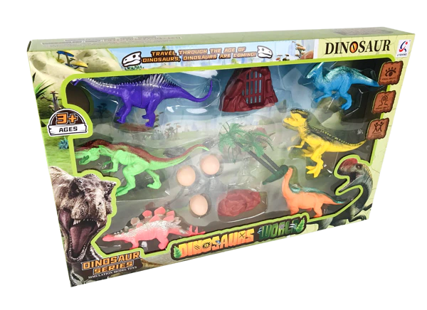 Dinosaurs World Dinosaurier-Spielset in Verpackung