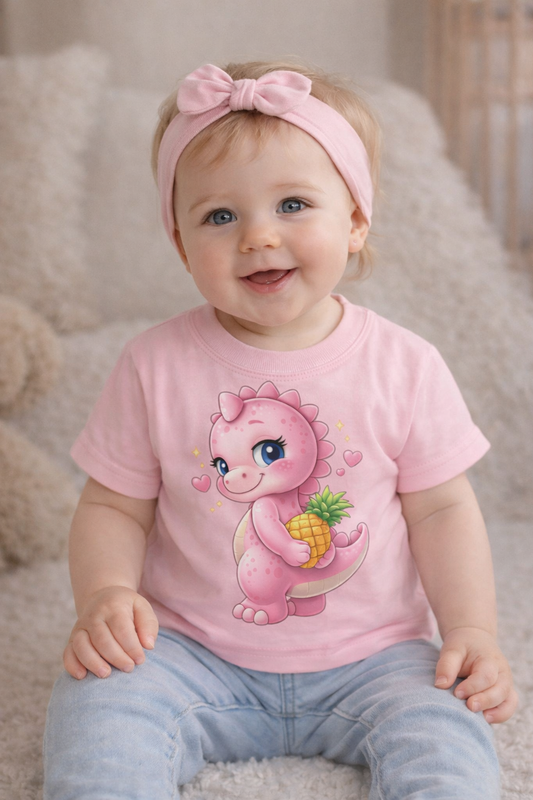 Süßes Dino Baby T-Shirt – Rexy mit Ananas – DinoKids