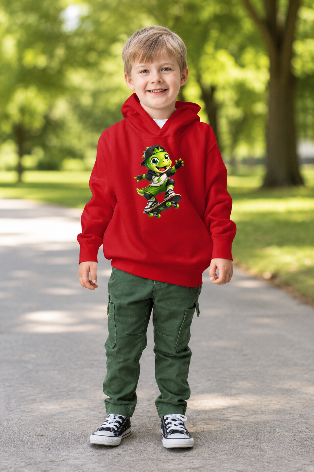 Kleinkind Fleece-Hoodie mit Dino-Motiv