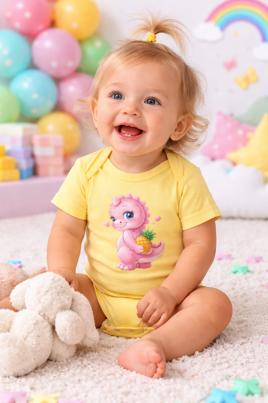 Süßer Baby Body in Gelb – Rexy mit Ananas