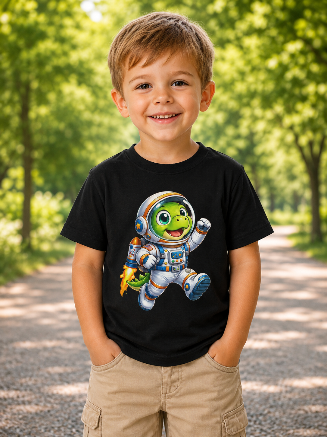 Astronauten Dino T-Shirt für Jungen – Rexy