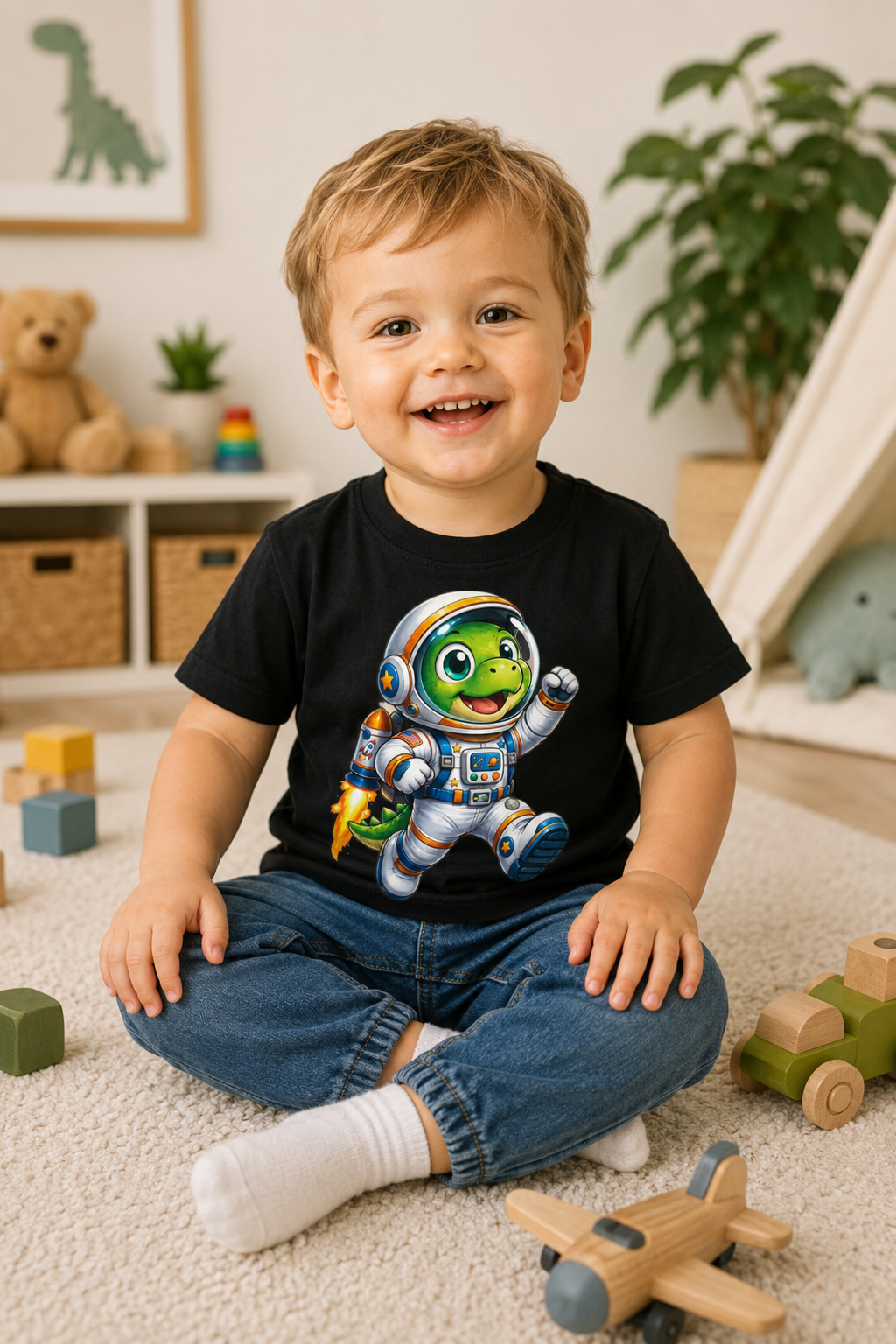 Baby T-Shirt mit Dino Astronaut
