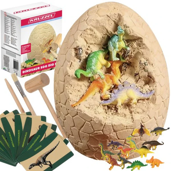 Dinosaurier-Ei Ausgrabungsset mit Werkzeugen, Karten und Dinosaurierfiguren