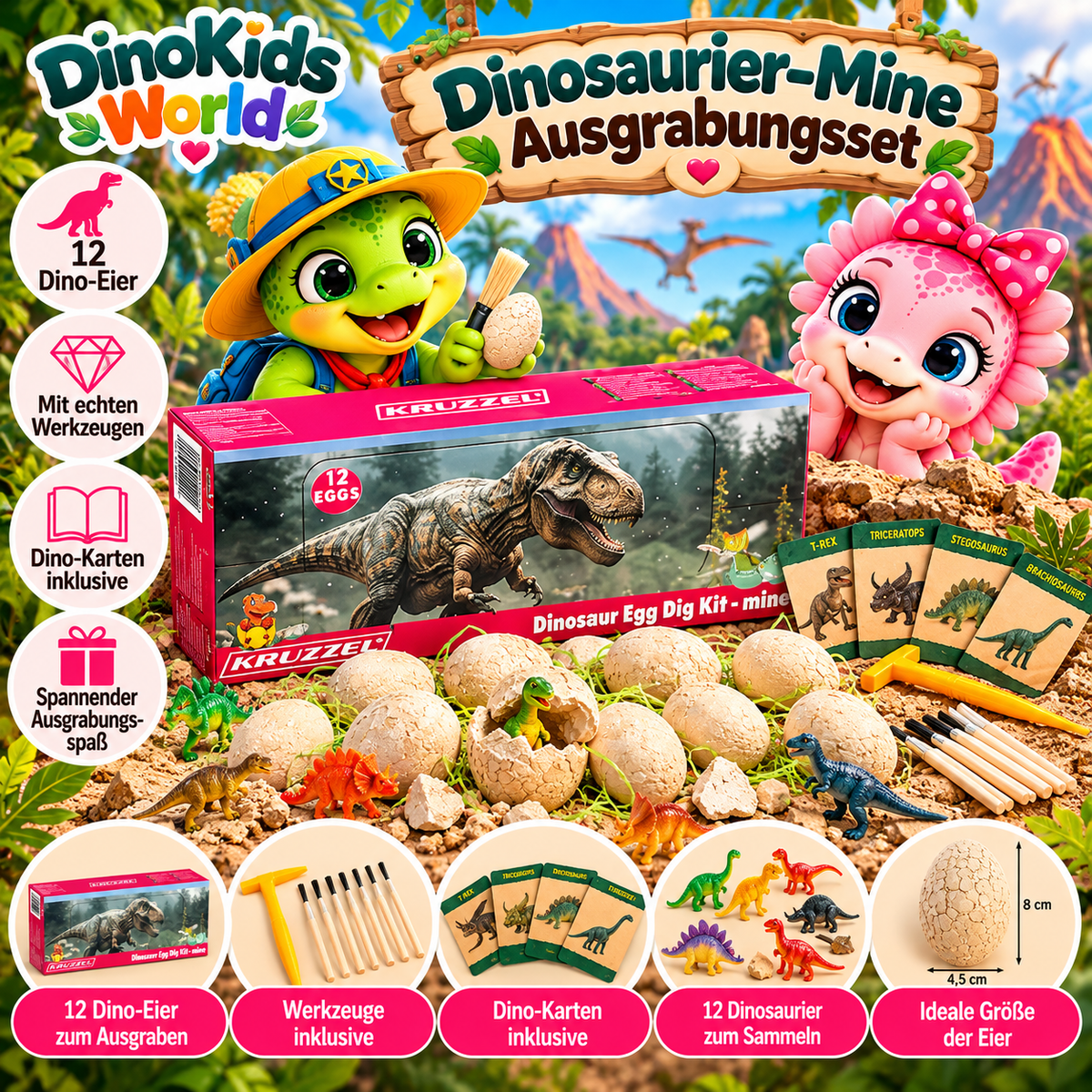 DinoKids World Dinosaurier-Mine Ausgrabungsset mit 12 Dino-Eiern