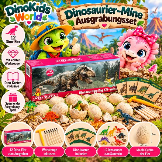 DinoKids World Dinosaurier-Mine Ausgrabungsset mit 12 Dino-Eiern