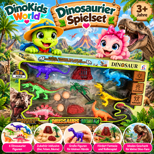 DinoKids World Dinosaurier-Spielset mit Figuren und Zubehör